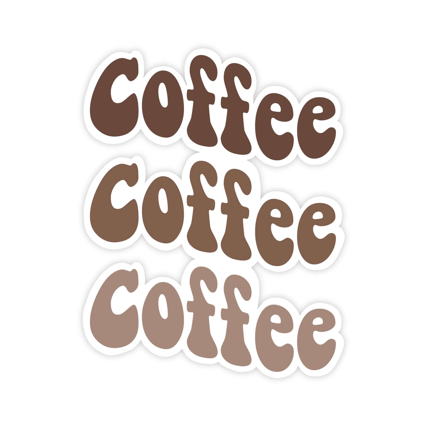 Sticker van 3 maal het woord coffee
