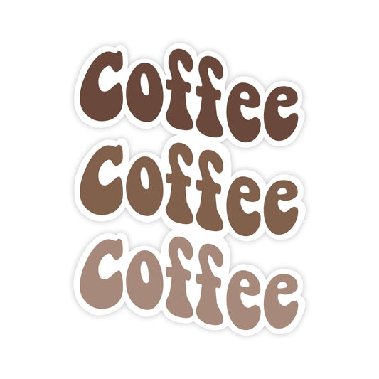 Sticker van 3 maal het woord coffee